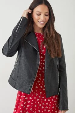 Dorothy Perkins Tall Faux Leather Biker -Perkindo Store bqq09564 black xl 5