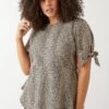 Dorothy Perkins Curve Camel Spot Tie Sleeve Top 1 Dorothy Perkins Curve Camel Spot Tie Sleeve Top -Perkindo Store bqq09567 camel xl