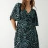 Dorothy Perkins Green Animal Wrap Midi Dress