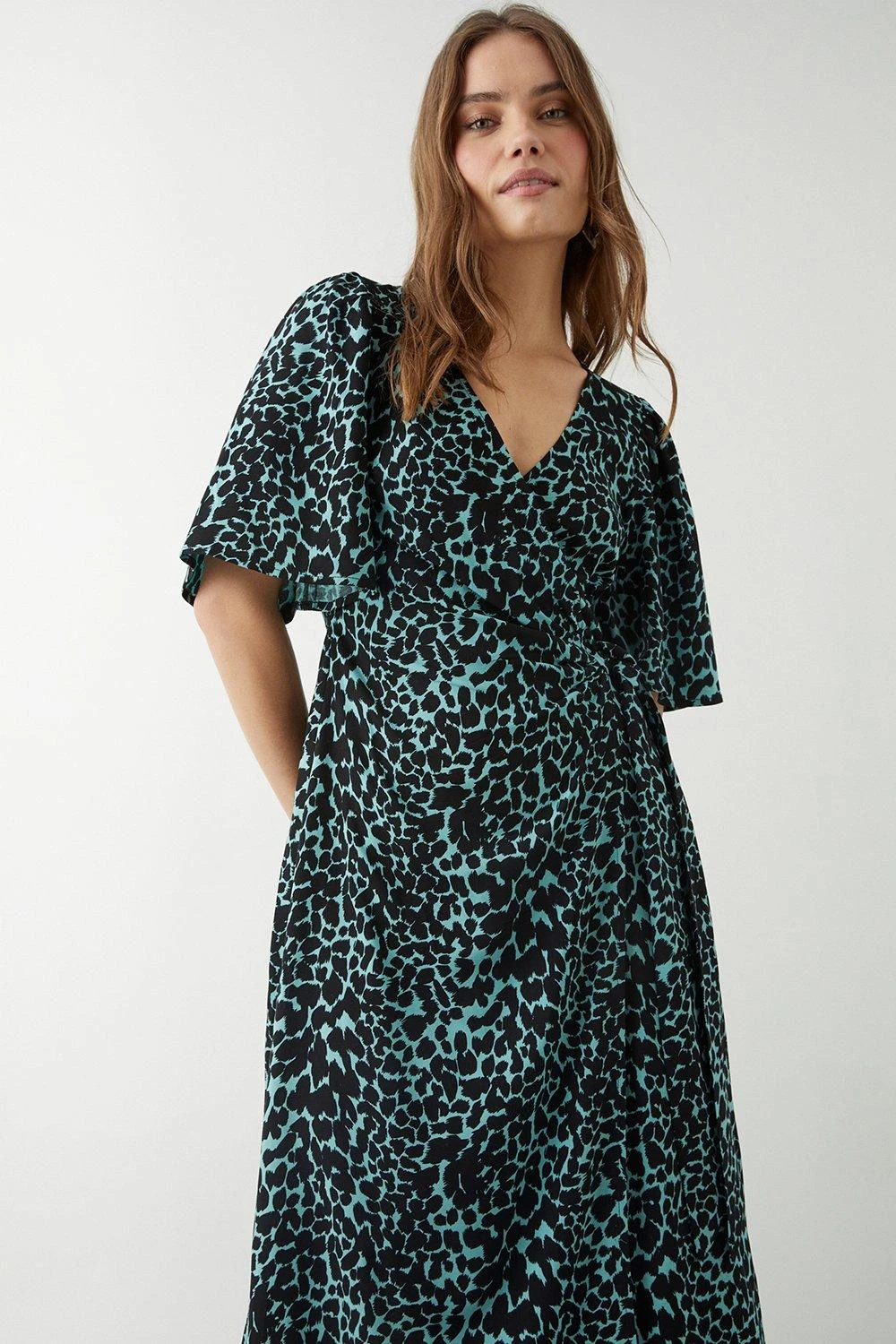 Dorothy Perkins Green Animal Wrap Midi Dress 3 Dorothy Perkins Green Animal Wrap Midi Dress