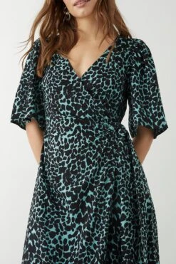 Dorothy Perkins Green Animal Wrap Midi Dress 11 Dorothy Perkins Green Animal Wrap Midi Dress -Perkindo Store bqq09628 green xl 4