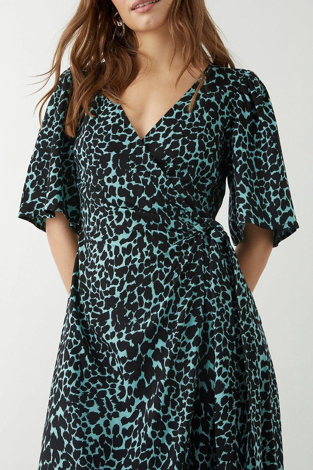 Dorothy Perkins Green Animal Wrap Midi Dress 7 Dorothy Perkins Green Animal Wrap Midi Dress - Image 5