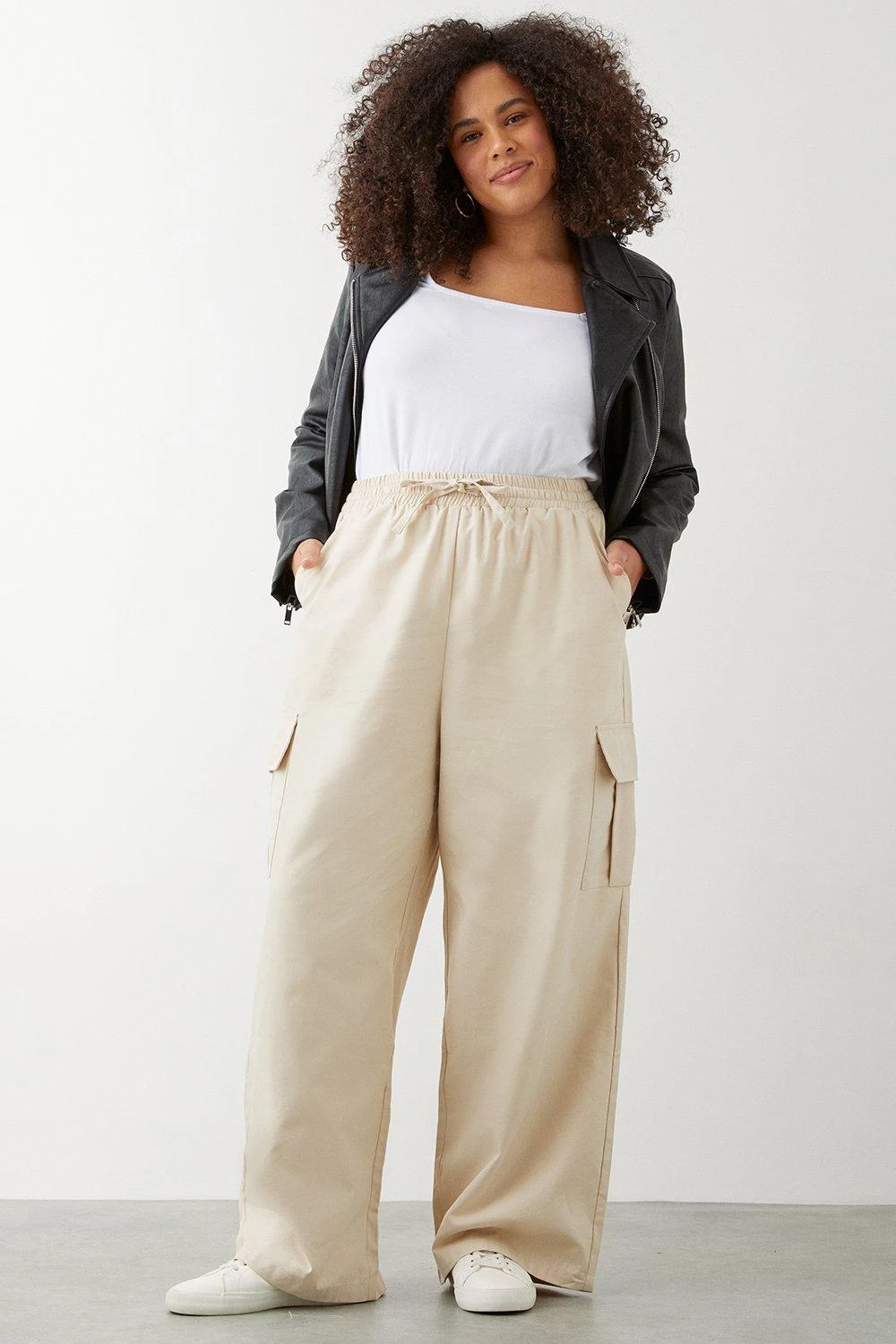 Dorothy Perkins Curve Stone Cargo Trouser 3 Dorothy Perkins Curve Stone Cargo Trouser