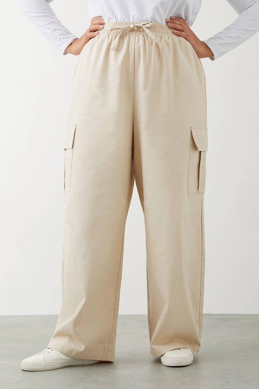 Dorothy Perkins Curve Stone Cargo Trouser 4 Dorothy Perkins Curve Stone Cargo Trouser - Image 2
