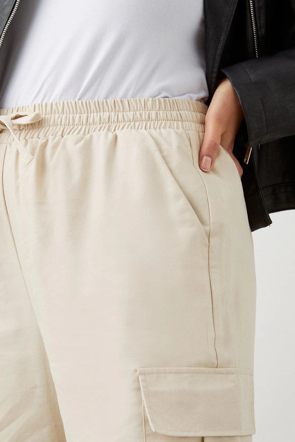 Dorothy Perkins Curve Stone Cargo Trouser 6 Dorothy Perkins Curve Stone Cargo Trouser - Image 4