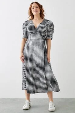 Dorothy Perkins Curve Mono Gingham Wrap Dress