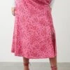 Dorothy Perkins Curve Pink Floral Midi Skirt