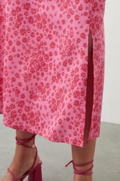 Dorothy Perkins Curve Pink Floral Midi Skirt 9 Dorothy Perkins Curve Pink Floral Midi Skirt -Perkindo Store bqq09700 pink xl 3