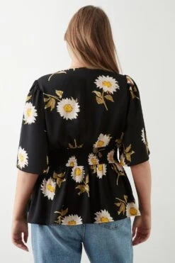 Dorothy Perkins Curve Daisy Floral Shirred Waist Blouse 8 Dorothy Perkins Curve Daisy Floral Shirred Waist Blouse -Perkindo Store bqq09702 black xl 2