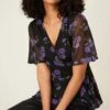 Dorothy Perkins Floral Mesh Wrap Detail Printed Top -Perkindo Store bqq09737 multi xl