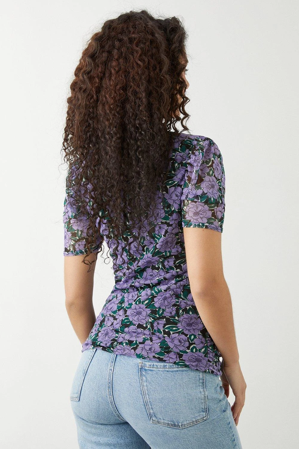 Dorothy Perkins Floral Mesh Ruched Front Top 5 Dorothy Perkins Floral Mesh Ruched Front Top - Image 3