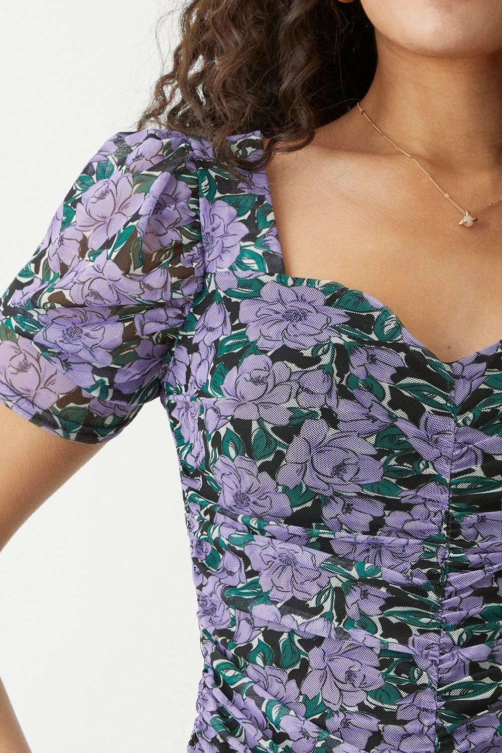 Dorothy Perkins Floral Mesh Ruched Front Top 6 Dorothy Perkins Floral Mesh Ruched Front Top - Image 4