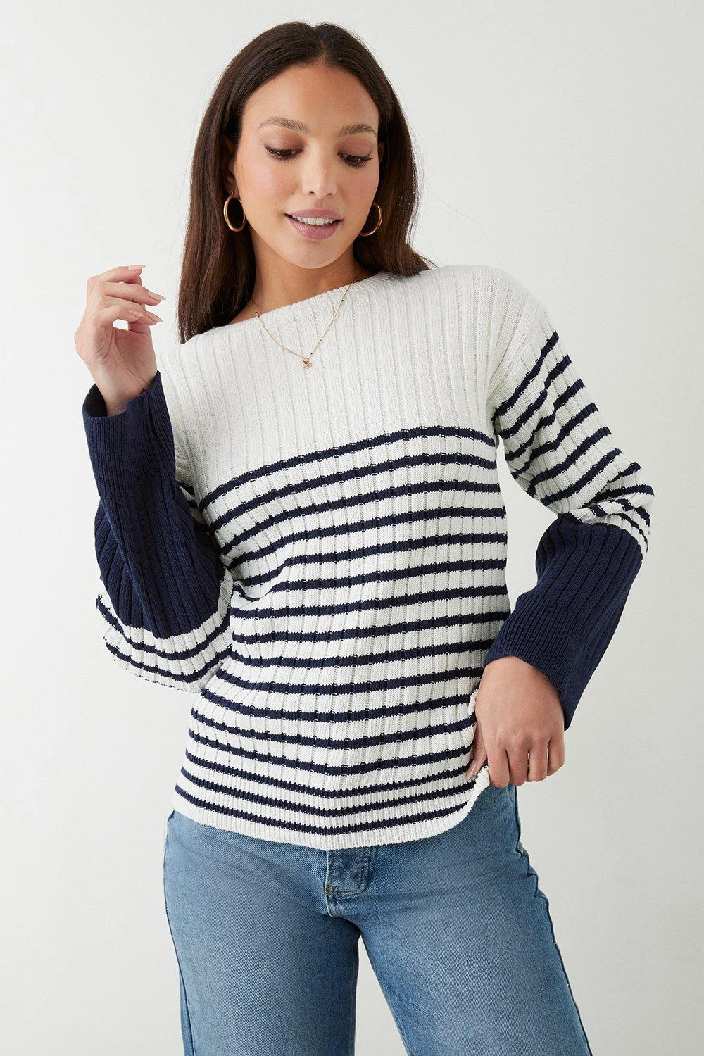 Dorothy Perkins Tall Stripe Rib Crew Neck Jumper 4 Dorothy Perkins Tall Stripe Rib Crew Neck Jumper - Image 2