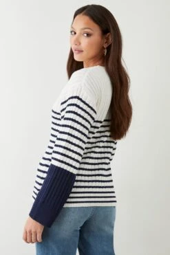 Dorothy Perkins Tall Stripe Rib Crew Neck Jumper 8 Dorothy Perkins Tall Stripe Rib Crew Neck Jumper -Perkindo Store bqq09876 navy xl 2