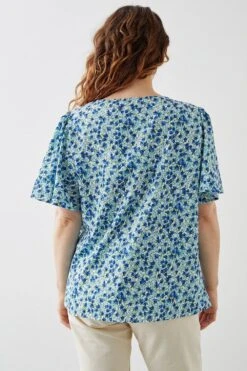 Dorothy Perkins Curve Blue Rose Twist Front Blouse 7 Dorothy Perkins Curve Blue Rose Twist Front Blouse -Perkindo Store bqq09880 blue xl 2