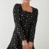 Dorothy Perkins Black Ditsy Ruffle Hem Mini Dress -Perkindo Store bqq09881 black xl