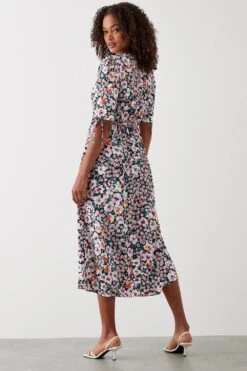 Dorothy Perkins Tall Floral Ruched Sleeve Midi Dress 7 Dorothy Perkins Tall Floral Ruched Sleeve Midi Dress -Perkindo Store bqq09940 multi xl 2