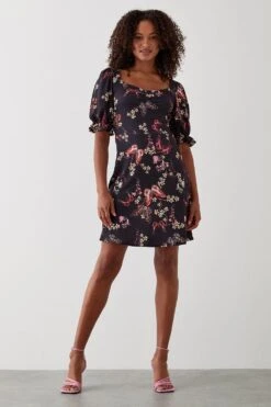 Dorothy Perkins Tall Butterfly Print Ruched Front Mini Dress