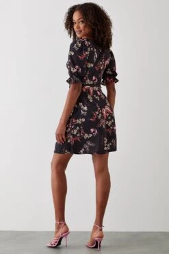 Dorothy Perkins Tall Butterfly Print Ruched Front Mini Dress -Perkindo Store bqq09942 black xl 2