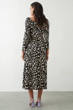Dorothy Perkins Mono Leopard Print Sweetheart Midi Dress -Perkindo Store bqq09963 mono xl 2