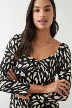 Dorothy Perkins Mono Leopard Print Sweetheart Midi Dress -Perkindo Store bqq09963 mono xl 3