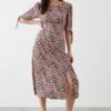 Dorothy Perkins Petite Pink Ditsy Ruched Sleeve Midi Dress 2 Dorothy Perkins Petite Pink Ditsy Ruched Sleeve Midi Dress -Perkindo Store bqq09969 multi xl