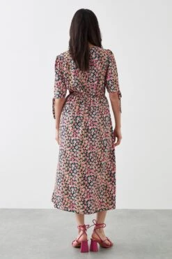 Dorothy Perkins Petite Pink Ditsy Ruched Sleeve Midi Dress 7 Dorothy Perkins Petite Pink Ditsy Ruched Sleeve Midi Dress -Perkindo Store bqq09969 multi xl 2