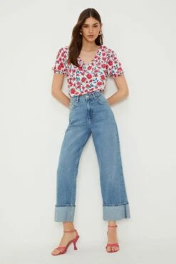Dorothy Perkins Floral Frill Neck Blouse