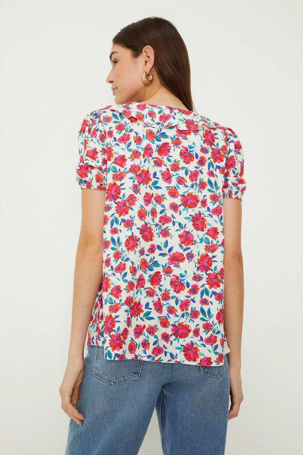 Dorothy Perkins Floral Frill Neck Blouse 5 Dorothy Perkins Floral Frill Neck Blouse - Image 3