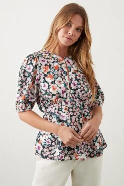 Dorothy Perkins Floral Keyhole Tea Blouse