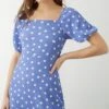 Dorothy Perkins Blue Spot Print Square Neck Midi Dress -Perkindo Store bqq10021 blue xl