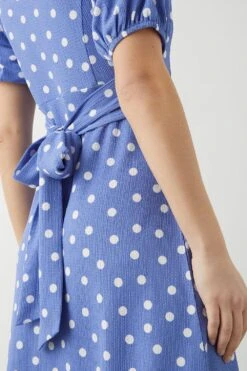 Dorothy Perkins Blue Spot Print Square Neck Midi Dress 11 Dorothy Perkins Blue Spot Print Square Neck Midi Dress -Perkindo Store bqq10021 blue xl 4