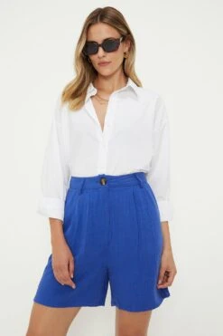 Dorothy Perkins Tall Linen Blend Bermuda Shorts -Perkindo Store bqq10100 cobalt xl 3