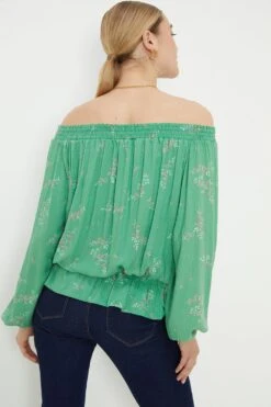 Dorothy Perkins Green Floral Shirred Bardot Top -Perkindo Store bqq10160 green xl 3