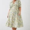 Dorothy Perkins Curve Yellow Floral Shirred Cuff Midi Dress -Perkindo Store bqq10170 white xl