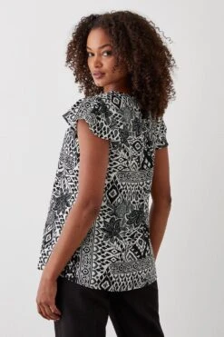 Dorothy Perkins Tall Scarf Print Tie Neck Shell Top -Perkindo Store bqq10258 mono xl 2