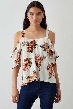 New Release 5 Dorothy Perkins Floral Tie Shoulder Bardot Top