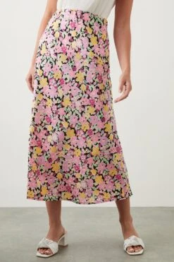 Dorothy Perkins Pink Floral Bias Cut Midi Skirt 6 Dorothy Perkins Pink Floral Bias Cut Midi Skirt -Perkindo Store bqq10273 pink xl 1