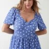 Dorothy Perkins Curve Blue Spot Ruched Front Blouse 1 Dorothy Perkins Curve Blue Spot Ruched Front Blouse -Perkindo Store bqq10307 blue xl