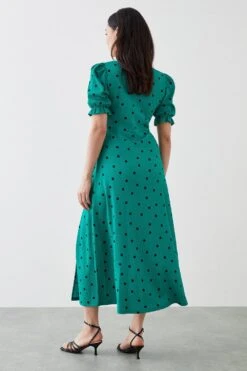 Dorothy Perkins Petite Spot Short Sleeve V Neck Midi Dress 7 Dorothy Perkins Petite Spot Short Sleeve V Neck Midi Dress -Perkindo Store bqq10360 green xl 2