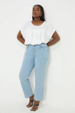 Dorothy Perkins Curve White Slub Over Sized Roll Sleeve Tee -Perkindo Store bqq10370 white xl 3