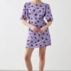 Dorothy Perkins Petite Lilac Ditsy Print Tie Waist Mini Dress -Perkindo Store bqq10392 lilac xl