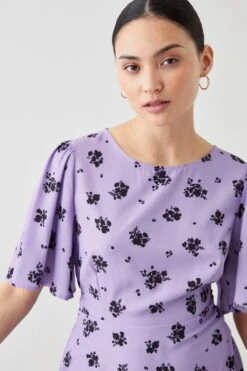 Dorothy Perkins Petite Lilac Ditsy Print Tie Waist Mini Dress -Perkindo Store bqq10392 lilac xl 1