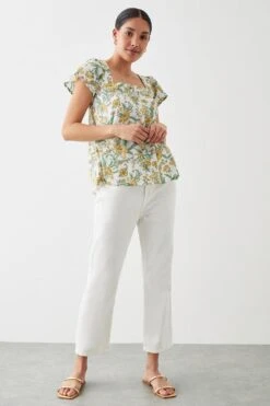 Dorothy Perkins Yellow Floral Button Front Blouse