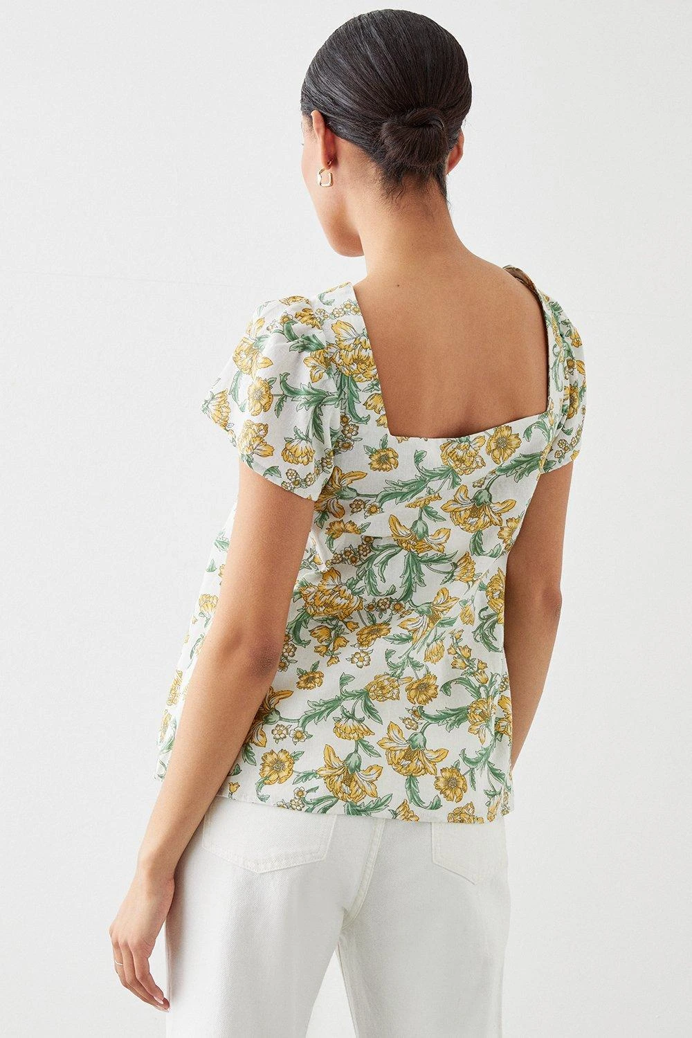 Dorothy Perkins Yellow Floral Button Front Blouse 5 Dorothy Perkins Yellow Floral Button Front Blouse - Image 3