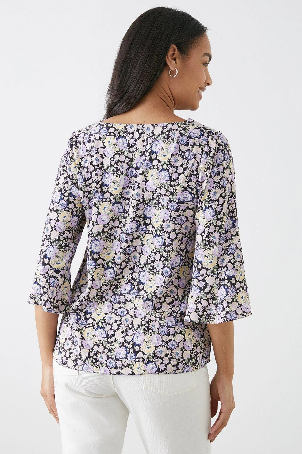 Dorothy Perkins Floral Frill Sleeve V Neck Blouse 5 Dorothy Perkins Floral Frill Sleeve V Neck Blouse - Image 3