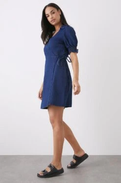 Dorothy Perkins Short Sleeve Denim Mini Wrap Dress