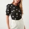 Dorothy Perkins Floral Shirred Cuff Top -Perkindo Store bqq10570 black xl