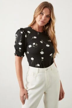 Dorothy Perkins Floral Shirred Cuff Top