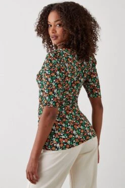 Dorothy Perkins Tall Sweetheart Ruched Body Short Sleeve Top 7 Dorothy Perkins Tall Sweetheart Ruched Body Short Sleeve Top -Perkindo Store bqq10580 multi xl 2